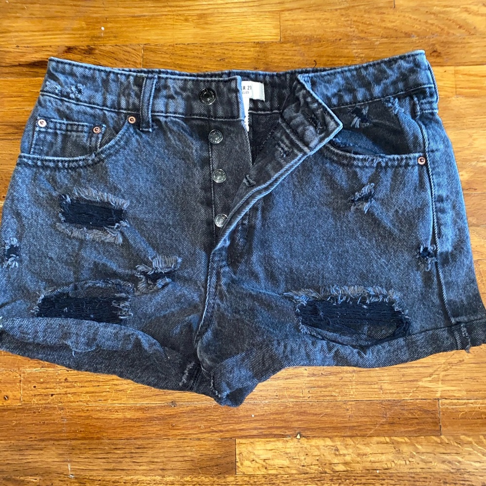 High waisted ripped black shorts